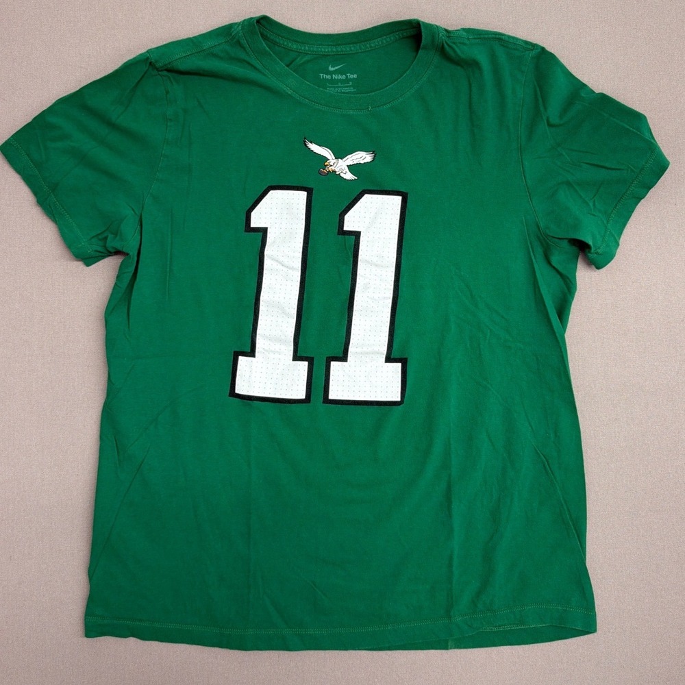 Nike Mens‎ Philadelphia Eagles AJ Brown 11 Kelly Green Graphic T-Shirt Large